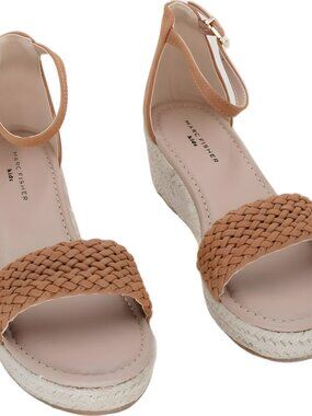 Marc Fisher Girls Marren Web Wedge Sandals Cognac Brown US 5